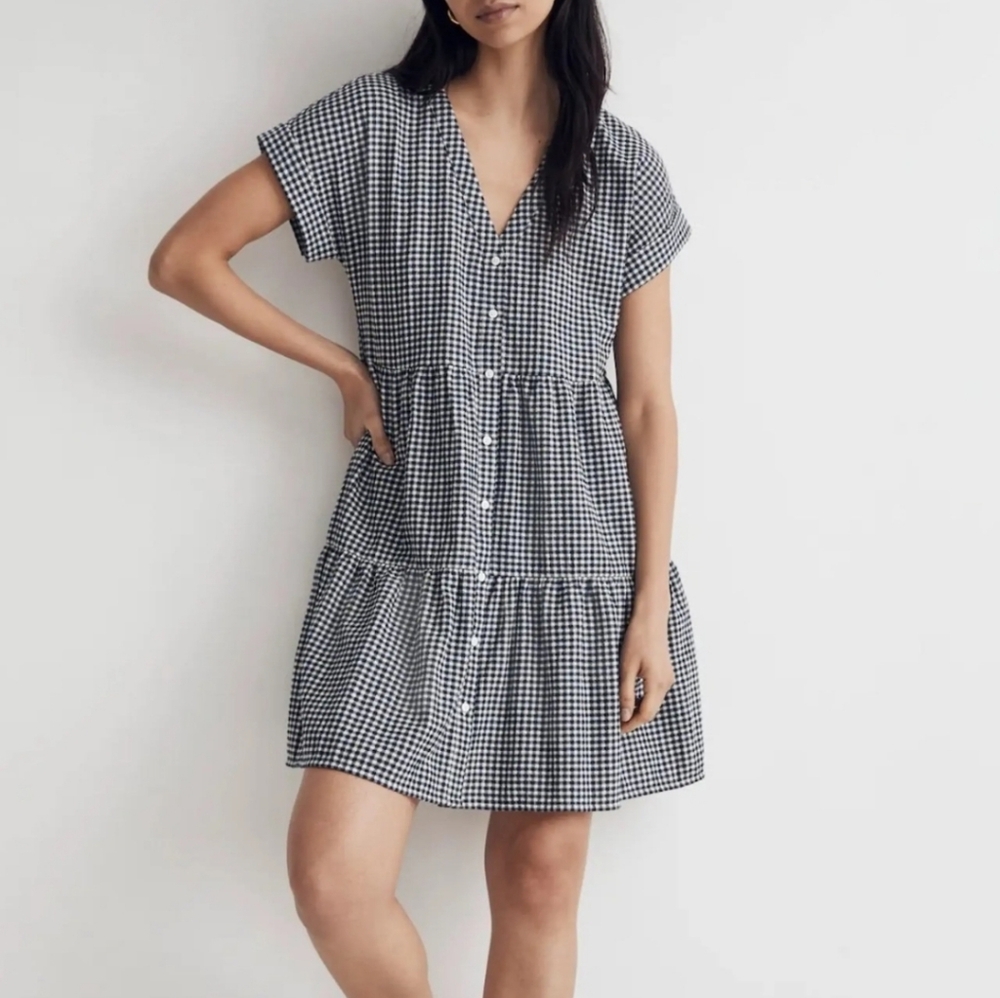 Madewell Black and White Gingham Dress